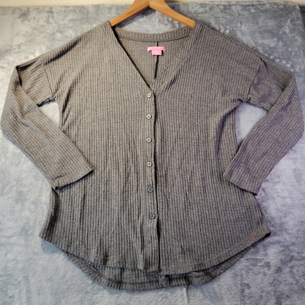 Isaac Mizrahi Womens M Gray Button Front Longline Cardigan Sweater NWOT